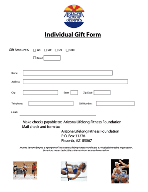 Arizona Lifelong Fitness Foundation Gift Form