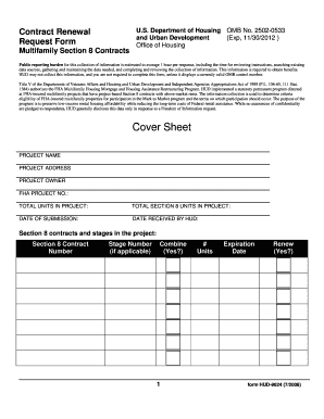 HUD-9624 Multifamily Section 8 Contract Renewal Form