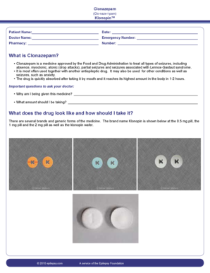Clonazepam Medication Information Form