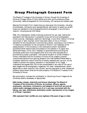 University of Illinois Group Photograph Consent Form
