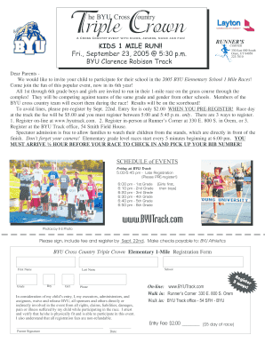 BYU Cross Country Triple Crown Registration Form
