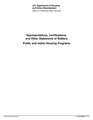 HUD Representations and Certifications Form