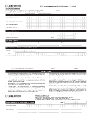 PAN Based Mobile Email Update Form
