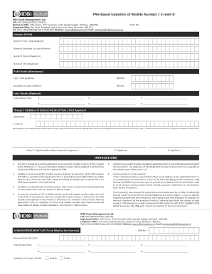 IDBI Mutual Fund Contact Update Form