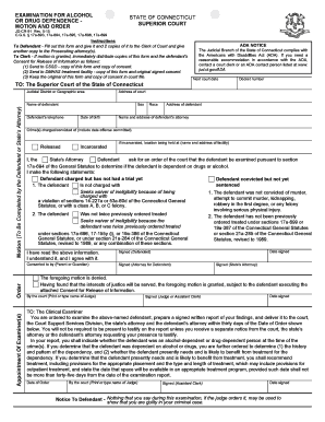 Connecticut Alcohol or Drug Dependence Examination Motion