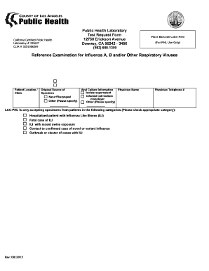 California Influenza Test Request Form