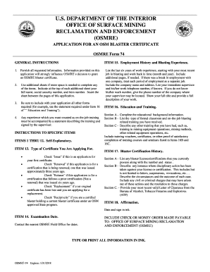 OSMRE Blaster Certificate Application