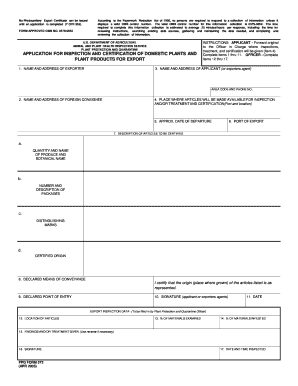 USDA Plant Export Certification Application