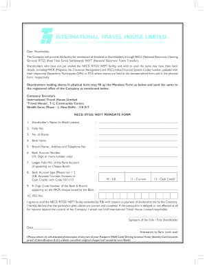NECS RTGS NEFT Mandate Form