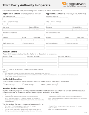 Third Party Authority to Operate Form