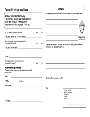 Catholic Parish Registration Form