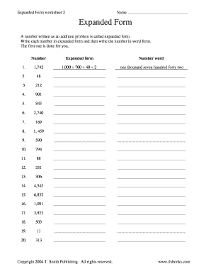 Expanded Form Worksheet
