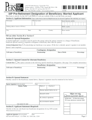 Oregon IAP Pre-Retirement Beneficiary Designation Form