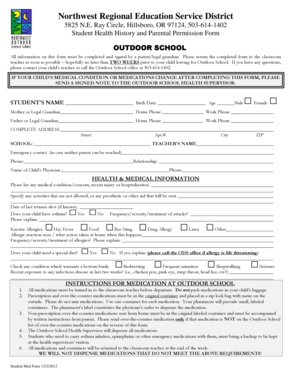 Student Health History and Parental Permission Form