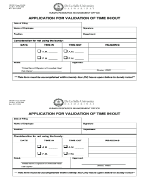 Application for Validation of Time In/Out