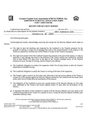Addendum to Rental Application Form