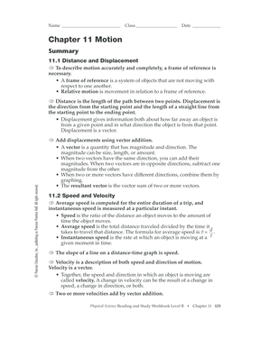 Chapter 11 Motion Summary Worksheet