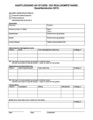 Norwegian Higher Education Admission Form