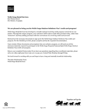 Wells Fargo Outdoor Solutions Visa Credit Card Program Enrollment
