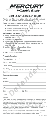 Mercury Inflatable Boat Consumer Rebate Form