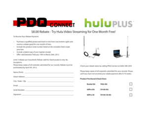 Hulu Video Streaming Rebate Form