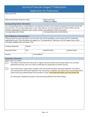 Journal of Vascular Surgery Manuscript Submission Form