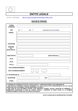 Fiche "Entité Légale"