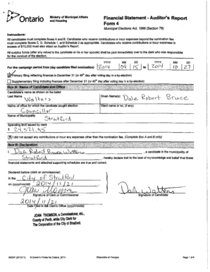 Ontario Municipal Election Financial Statement