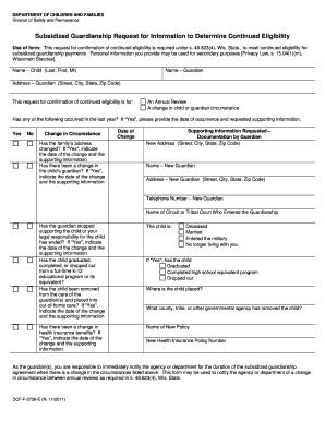 Subsidized Guardianship Eligibility Form