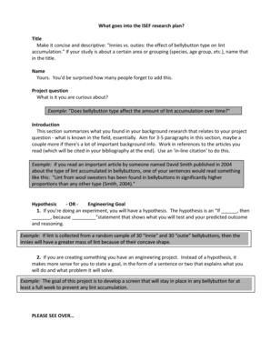 ISEF Research Plan Template