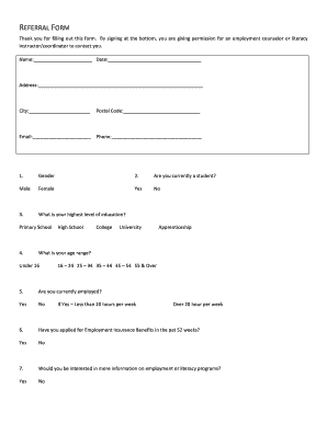 Employment and Literacy Referral Form