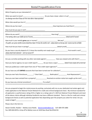 Rental Prequalification Form
