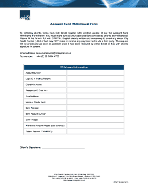 Account Fund Withdrawal Form