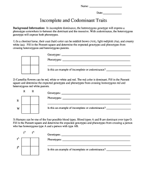 Incomplete And Codominant Traits Worksheet Answers - Fill Online,  Printable, Fillable, Blank | pdfFiller