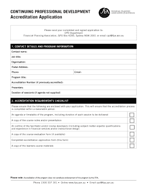 Continuing Professional Development Accreditation Application