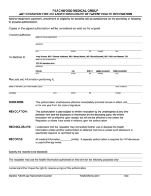 Patient Health Information Authorization Form