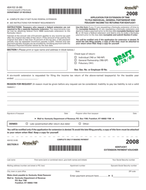 Kentucky Income Tax Extension Application