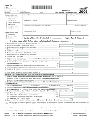 Kentucky Fiduciary Income Tax Return Form 741