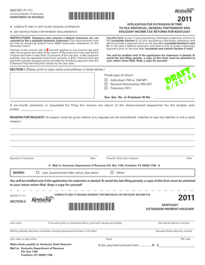 Kentucky Income Tax Extension Application