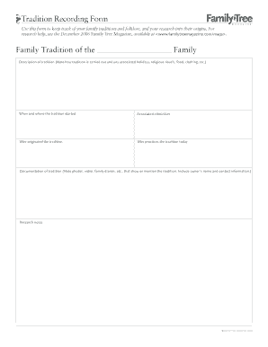 Family Tradition Recording Form