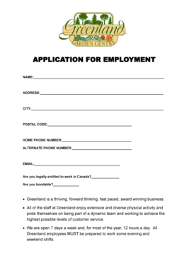 Canada Employment Application Form