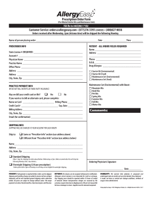 Prescription Order Form