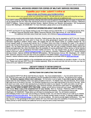 National Archives Order for Copies of Military Service Records
