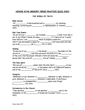 Honor Star Memory Verse Practice Quiz