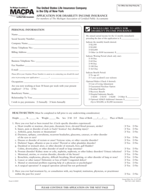 Disability Income Insurance Application
