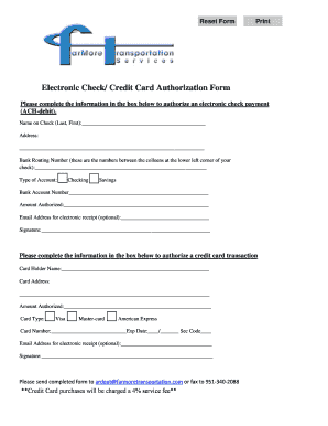 Electronic Check and Credit Card Authorization Form