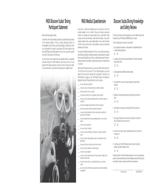PADI Discover Scuba Diving Medical Questionnaire
