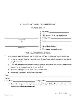 Hawaii Temporary Restraining Order