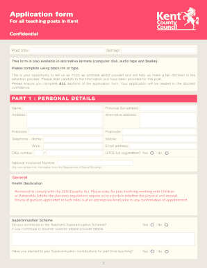 School Teacher Application Form