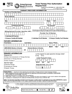 Texas Therapy Prior Authorization Request Form